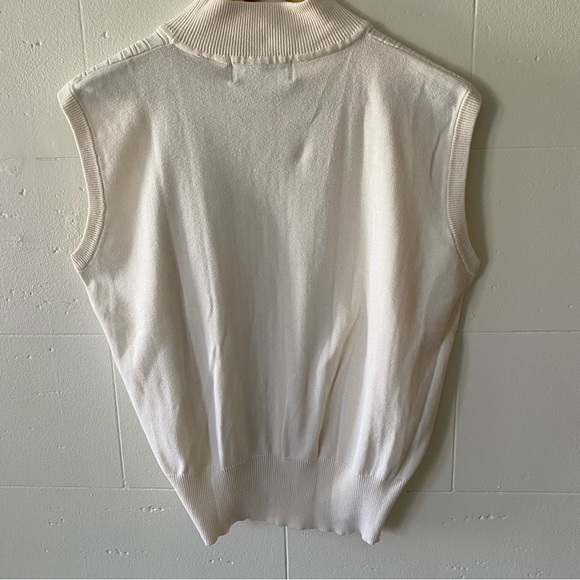 Vintage Cream Sleeveless Cable Knit Sweater - Picture 6 of 8
